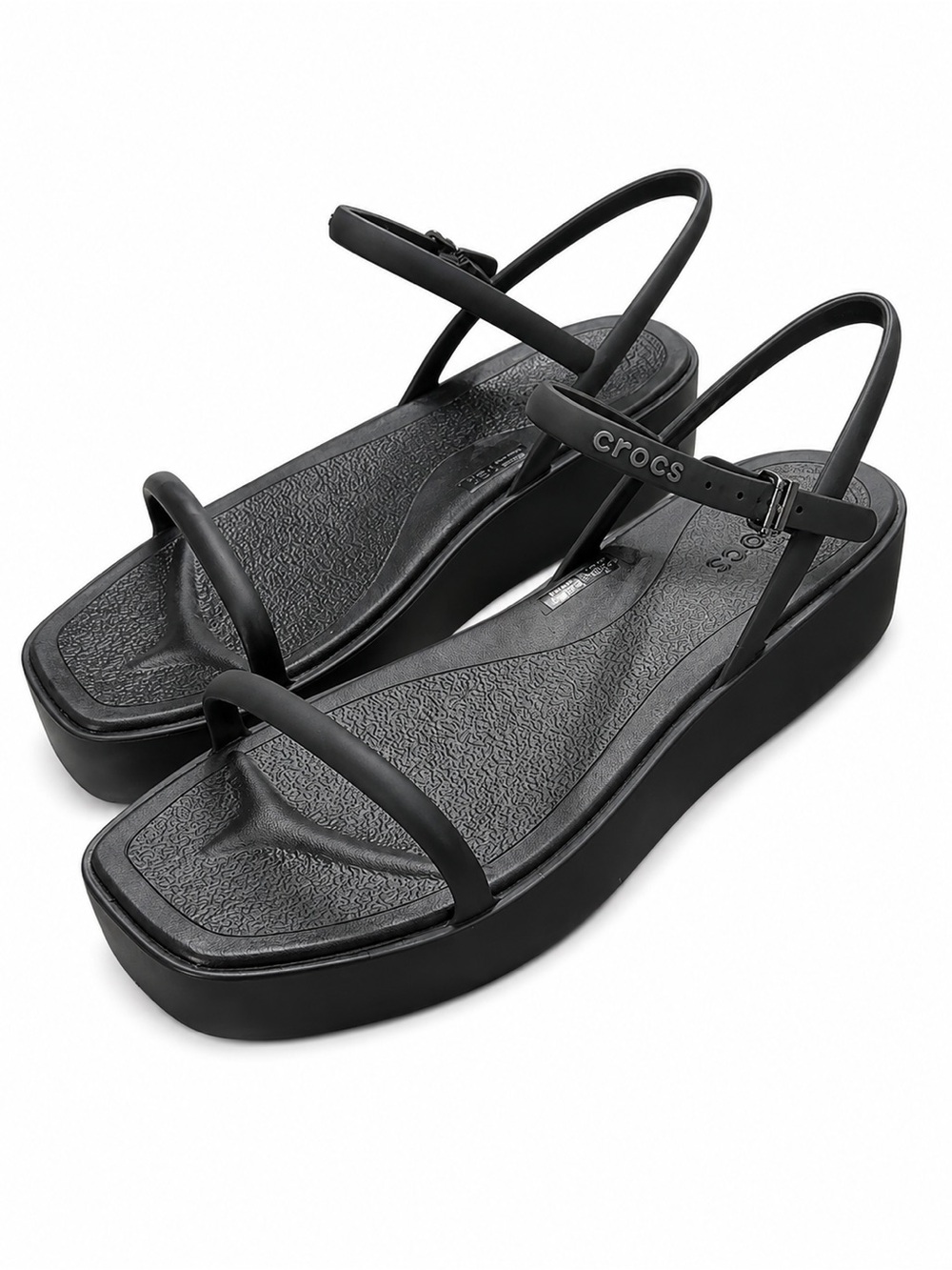 CROCS Women's Black Minimalist Strappy Platform Sandals
